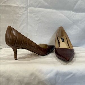 Nine West Brown Croc-Embossed Heels